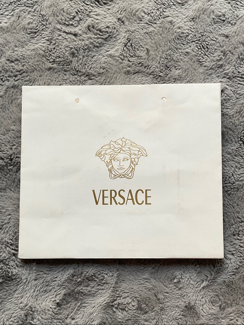 Versace White Shopping Bag with Gold Medusa Logo